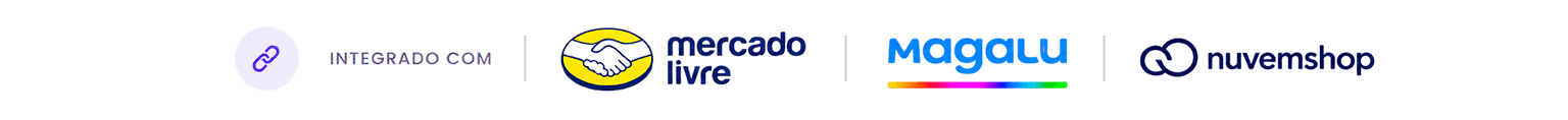 Integrado com Mercado Livre, Magalu e Nuvemshop